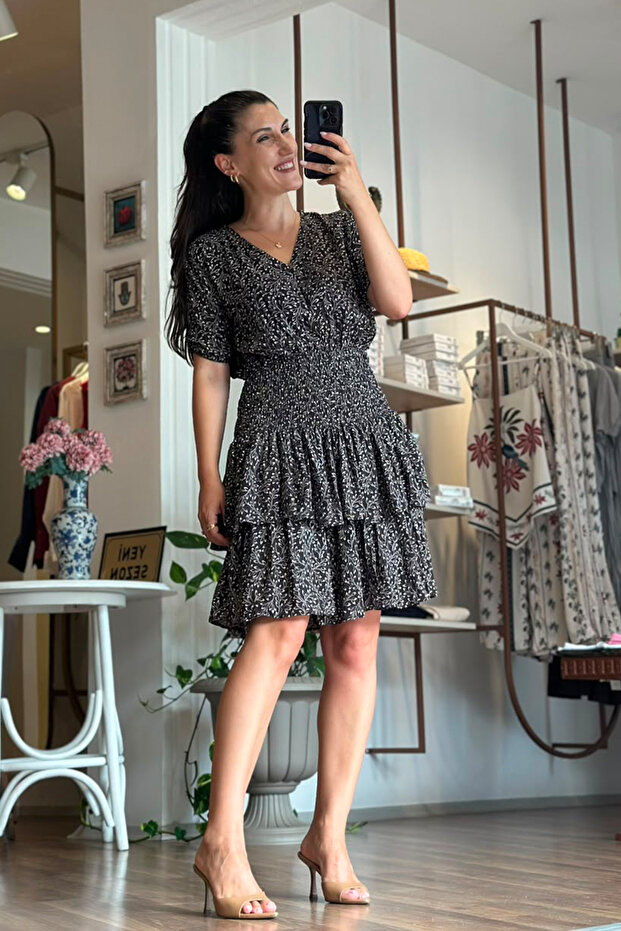 Brown Floral Patterned Gipeli Dress