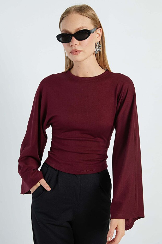 Drapeli Wide Sleeve Modal Blouse