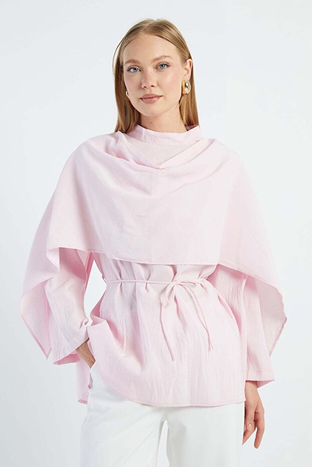 Fullamodest Shawl Detailed Waist-Tie Tunic
