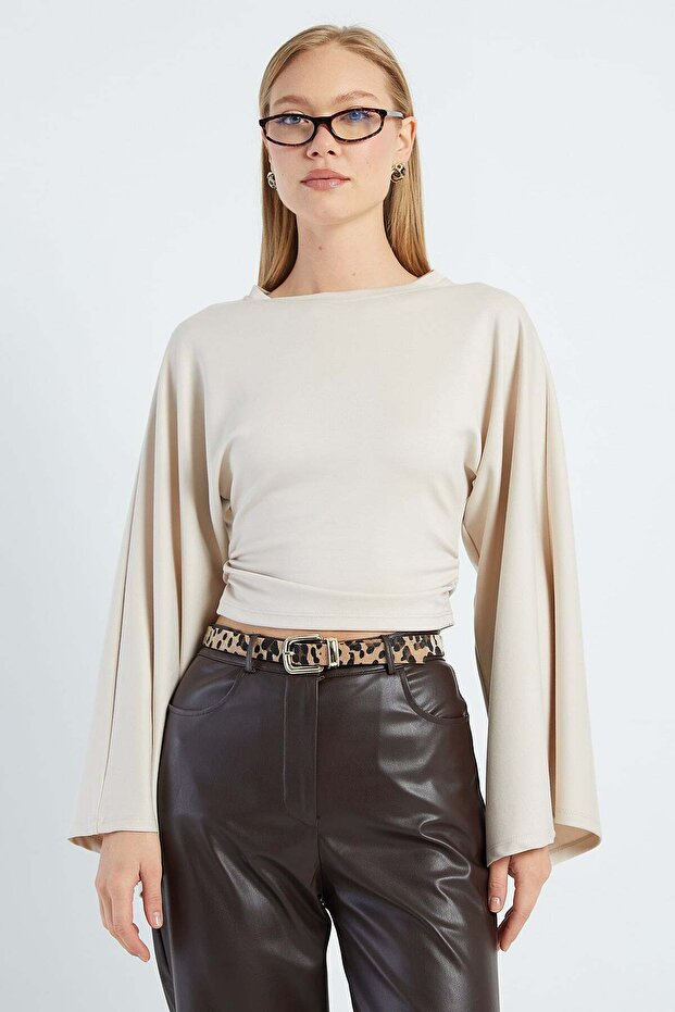Drapeli Wide Sleeve Modal Blouse