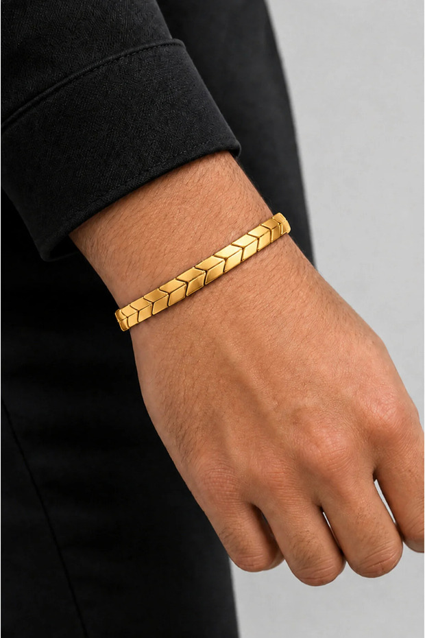Men's Steel Bracelet - Segmented Gun Men's Magnetic Elastic Men's Bracelet