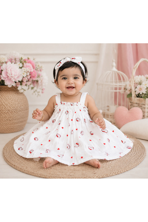 Cute and stylish teddy print frock