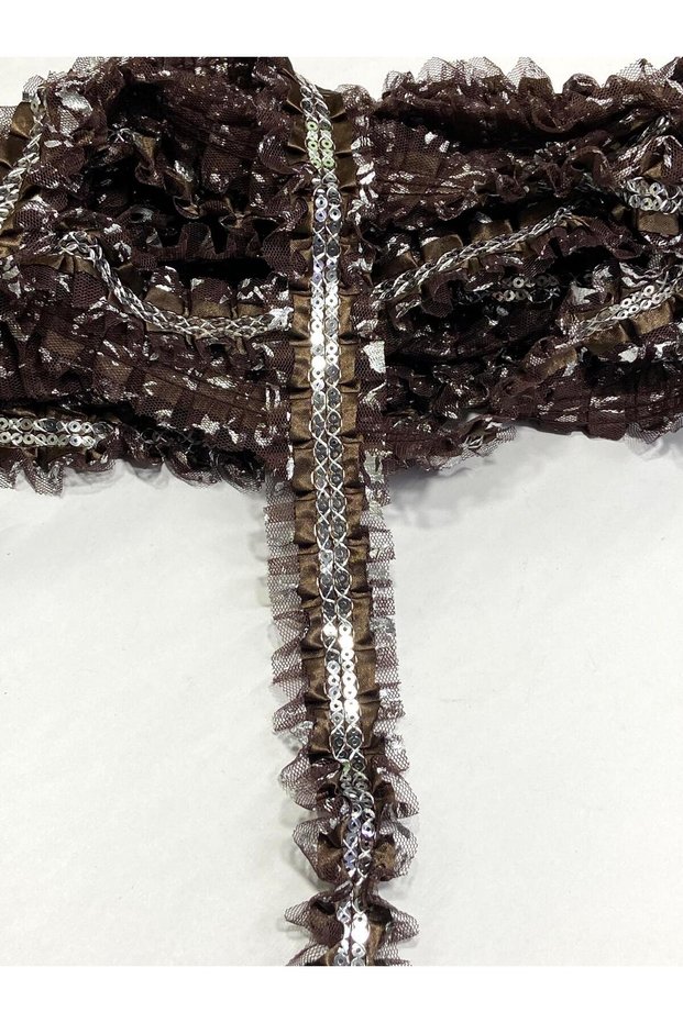 Sequin Pleated Ruffle Ribbon / Intermediate Model Satin Ruffle / 3-3.5 cm / 1 Meter
