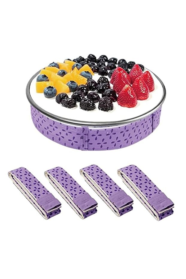 Bake Even Strips 4-Piece, Super Absorbent Cake Pan Strips for Level Baking, Reusable Cake Dampen Strips for 6"–12" Round Pans, Helps Prevent Crowning & Creates Cleaner Cake Edges