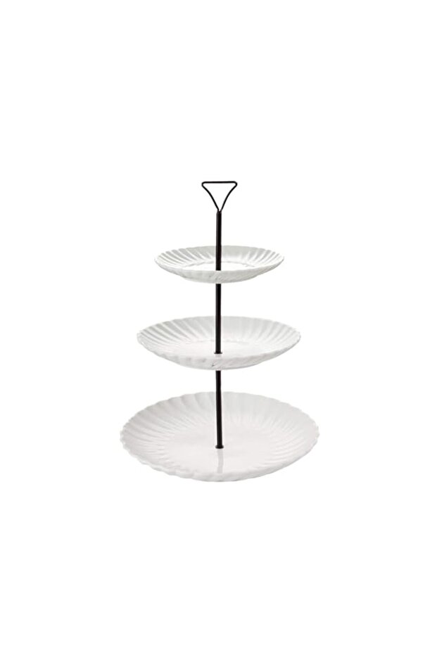 Shallow 3-Tier Serving Set, White, DY2096M