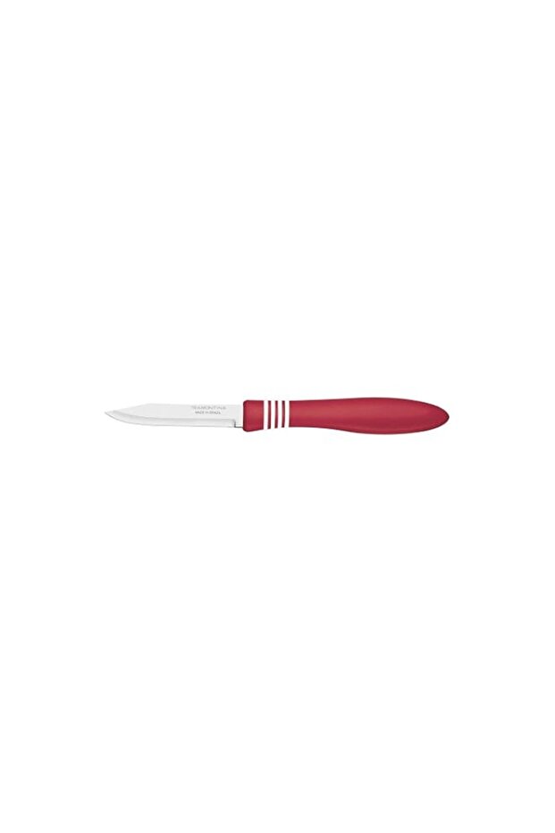 Tramontina Cor & Cor 3" Vegetable and Fruit Knife, Stainless Steel Blades, Red Polypropylene Handles, Dishwasher Safe, Compact and Versatile Kitchen Tool
