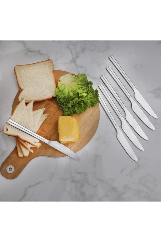 Delcasa DC1947 6Pc SS Table Knife - Ergonomic Handle Sharp Serrated Blades | Stainless Steel | Ideal for Dining & Kitchen Use