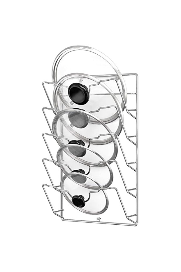 Simple Houseware Wall Door Mounted Pot Lid Rack, Chrome Finish