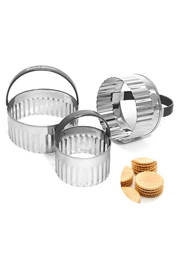 Baker's Secret - Simple Cookie Cutters Set, Stainless Steel, 3 Sizes 7.5" 6.5" 5.5", bake Perfect Shape Cookie DIY Baking Essentials
