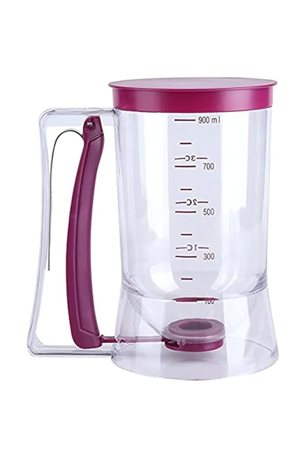 Pancake Cupcake Batter Dispenser Tool - for Cupcakes Crepes,Waffles with Measuring Label Squeeze Handle Bracket (Purple)