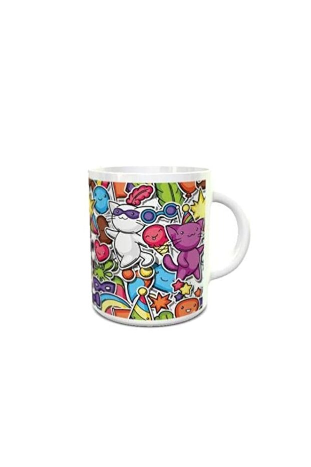 Impress Ceramic Coffee Mug with Carnival Party Design (White)