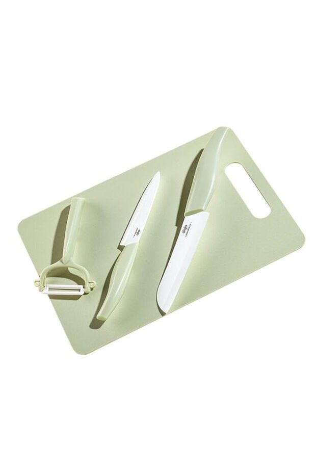 Babycare Ceramic Knife Set – Charter Green, 3-Piece Ultra Sharp Kitchen Knife Set with Sheaths