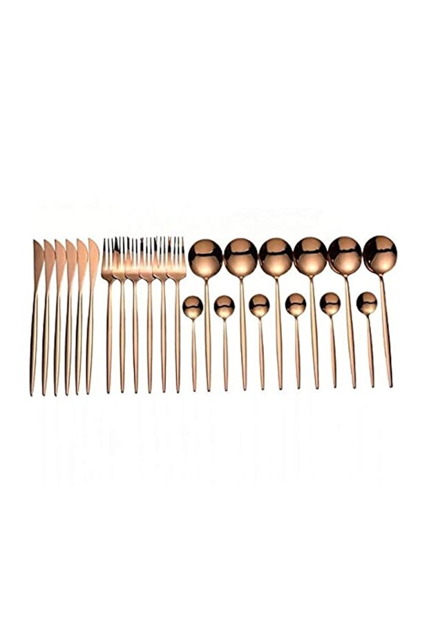 Kitchen 304 Stainless Steel Fork Spoon Knife Dining Cutlery Set, 24 Pieces