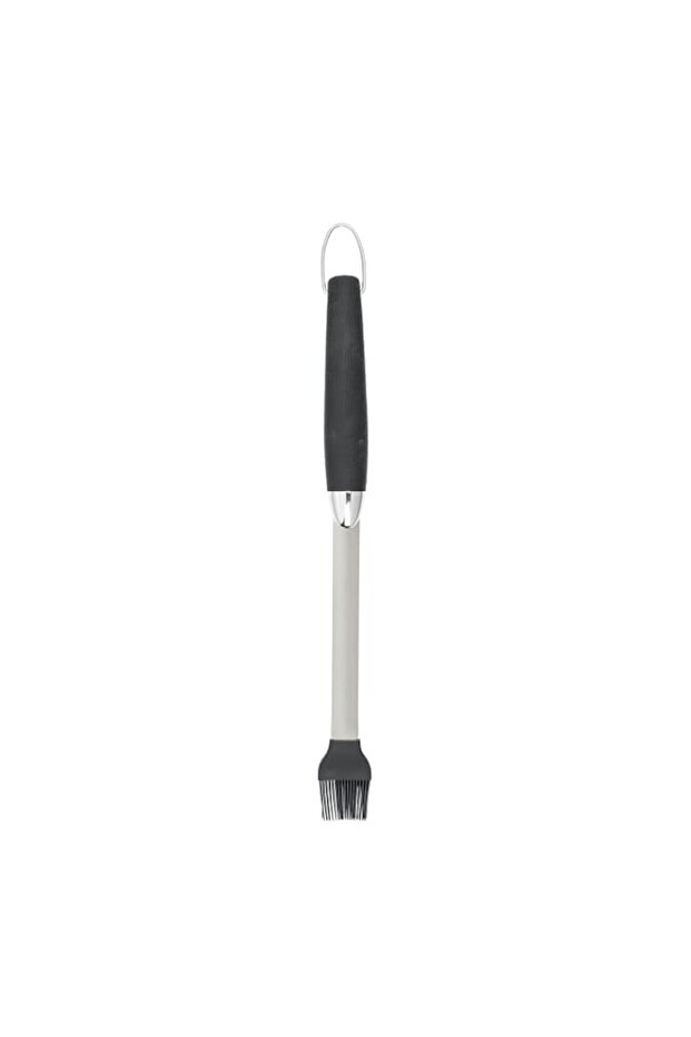 WENKO Silicone Brush BBQ, Ergonomic Handle, Heat-Resistant, Dishwasher-Safe, Rust-Proof Stainless Steel, Matte Silver, 4.2 x 43 x 2.4 cm