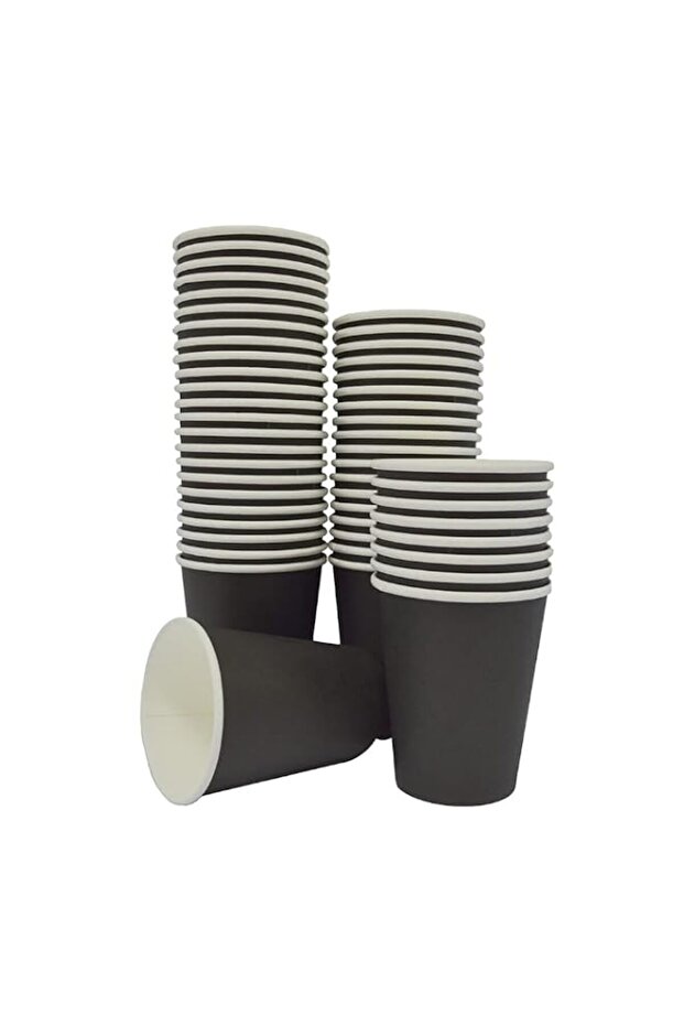 SNH Packing Paper Cups 8oz Single Wall Black Disposable Coffee Cups for Hot & Cold Drinks 50 Pieces