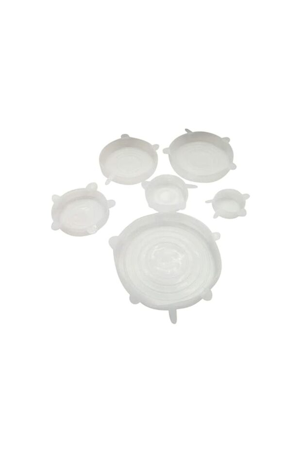 6-Piece Reusable Stretch Lid Set White 14.5Inch