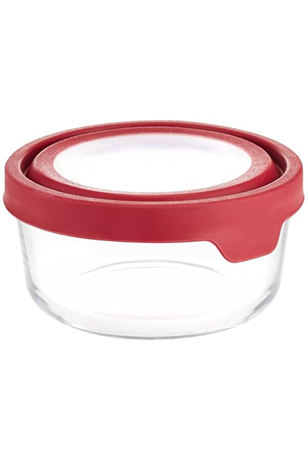 Anchor Hocking 91845 Medium Trueseal Round Storage Jar With Lid, Red