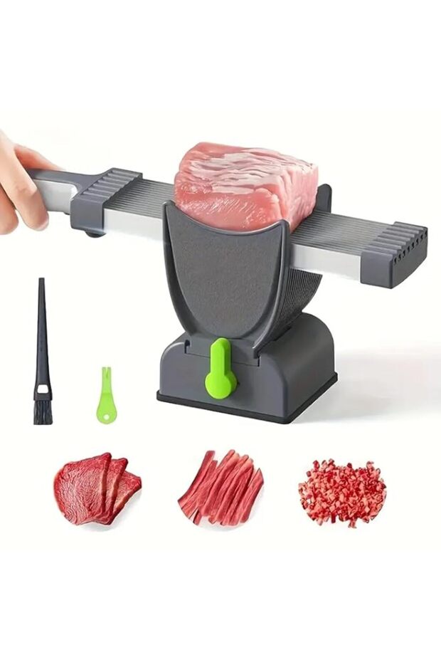 YelaJoy Fresh Meat Slicer, Meat Slicer, Adjustable Thickness 2 MM or 4 MM, for Kitchen Meat Slicing, Dicing, Suitable for Grilling, Jerky, Meal Preparation (Grey)