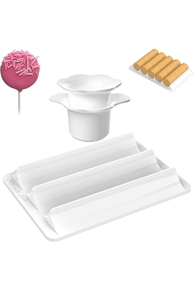 Cake Pop Cutter and Pusher with Tray - Circle Cake Pop Mold Set | Non-3D Printed 1.75" Size High-Capacity DualSmooth & Easy-Clean Surface (Cutter & Tray Set)