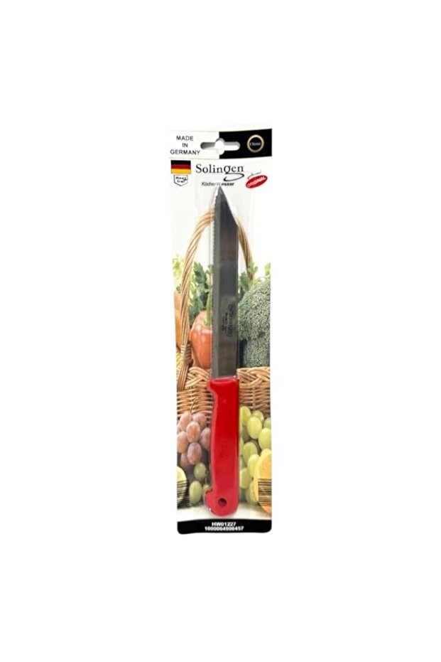 SOLINGEN Stainless Steel Kitchen Knife - 16 cm Ultra Sharp Plain Blade All Purpose Knife for Household, Solid Handle, Easy to Grip, Gift for Cooking Lovers & Chefs | (Red, 1 Piece)