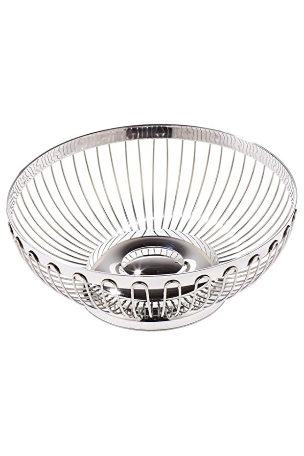 Regent Stainless steel Round Fruit/Bread Basket - 20 X 8 cm,Silver
