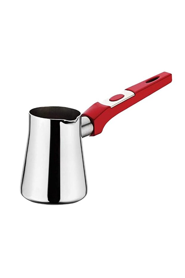 Hascevher Yaprak Coffee Pot with Venus Bakalite Handle, 330 ml Capacity, Silver/Red