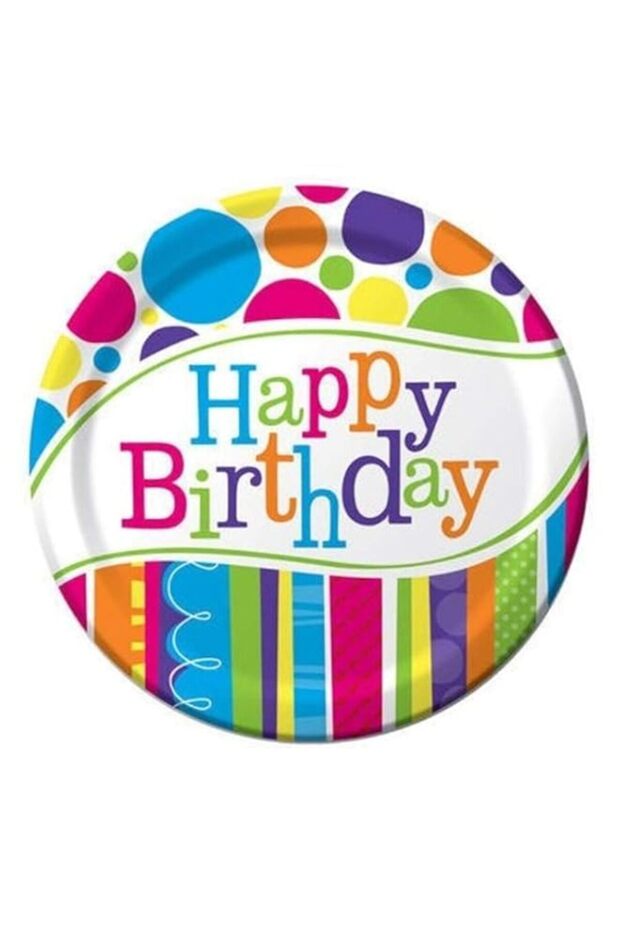 Creative Converting 8 Count Bright and Bold Happy Birthday Dinner Plates