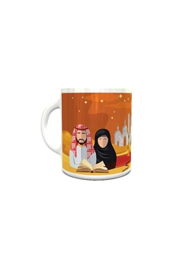 Impress Ceramic Coffee Mug with Arabian Design (White)