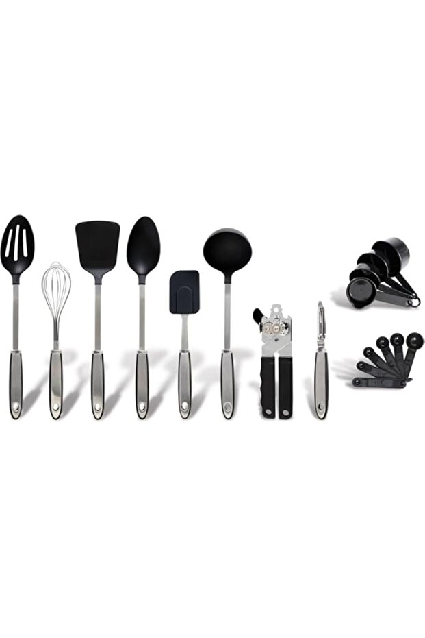 HALAMODO Home Eclectic 24 Piece Kitchen Tool/Gadget Combo Set (Silver&Black)