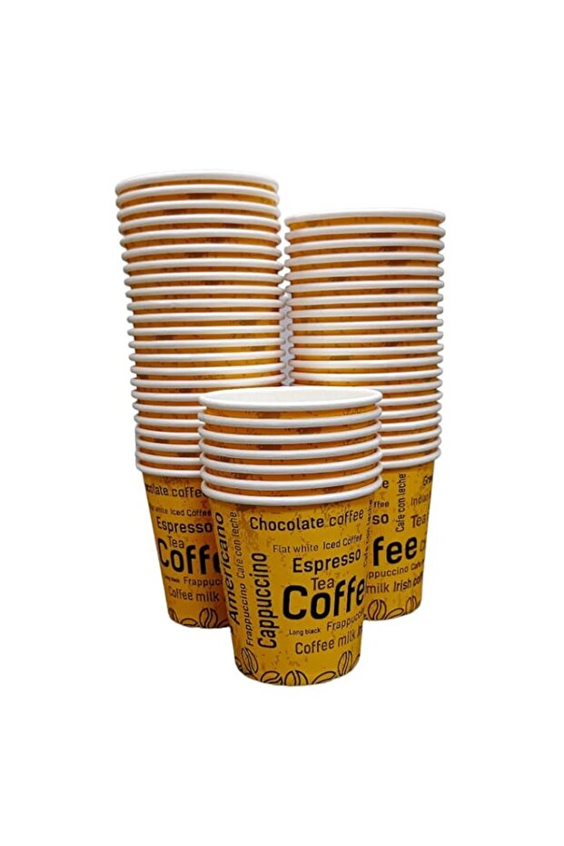 Disposable Paper Tea Cups 50-Piece Set, Yellow