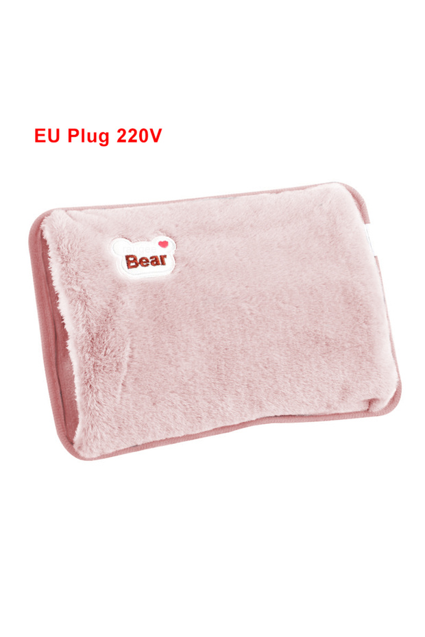 EU Pink Electric Hot Water Bag Winter Portable Soft Electric Hand Warmer Rechargeable Reusable Explo