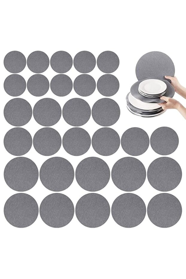 30 Sheets Grey Divider Mats, Felt Pot Separator, Pot Protector, Pot Separator, Round Felt For Coasters, Camping Felt Packing Table