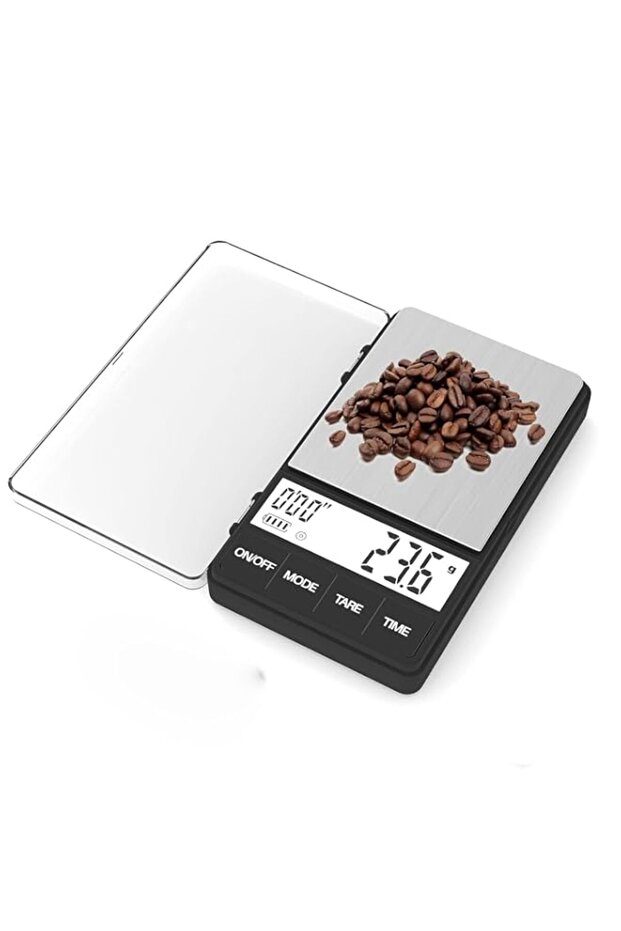 Espresso Scale, Mini Digital Scale, 1000g x 0.1g Small & Thin Travel Coffee, Grams and Ounces, with Large Backlit LCD Stainless Steel Pocket Food Drip Tray Pulling