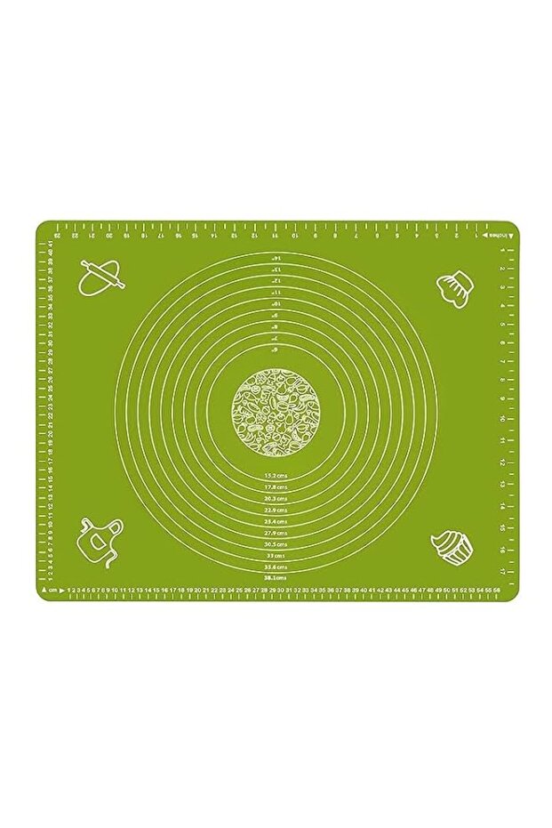 Extra Large Silicone Baking Mat Sheet for Pastry Rolling Dough with Measurements, Non stick and Non Slip Green Table Sheet 70x50 cm