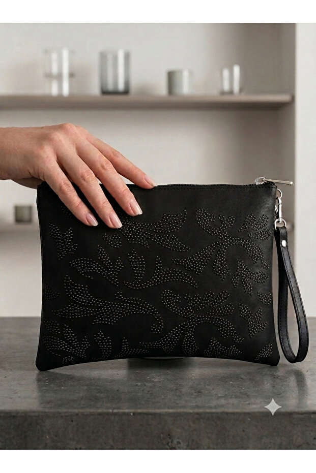 Stone-Embellished Portfolio Bag
