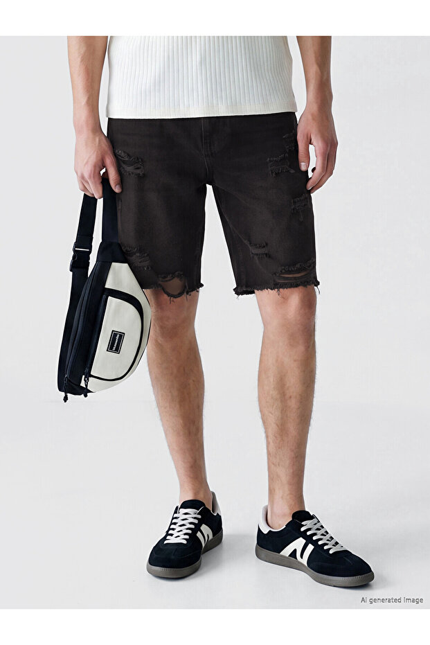 Nevavm Regular Fit Men's Jean Shorts with Difference