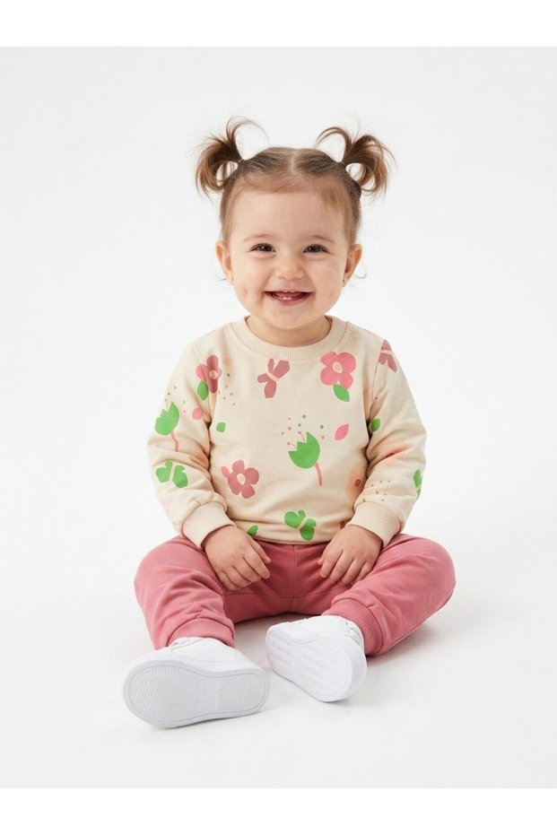 Cotton Floral Detailed 2-Piece Baby Girl Set