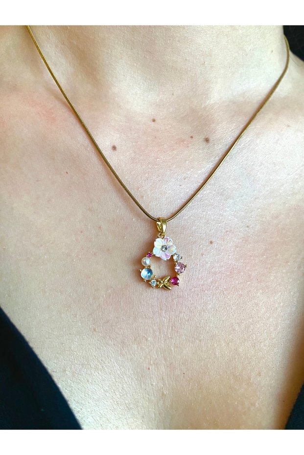 Floral Round Steel Necklace