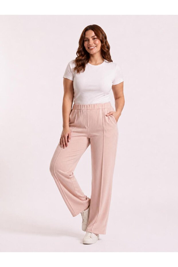 Plus Size Lycra Modal Fabric Pocketed Sweatpants