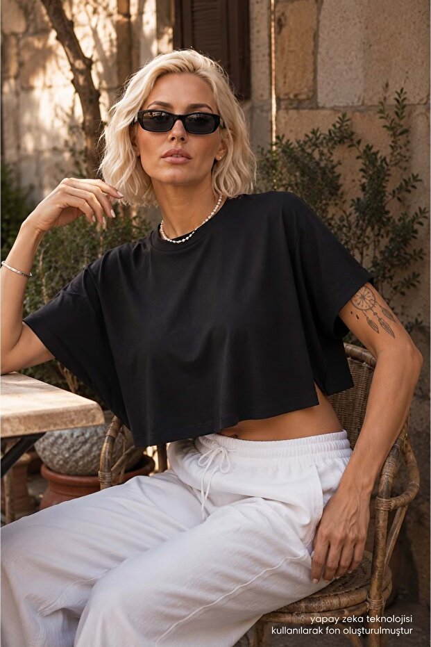 - Batwing Sleeve Cutout Detailed Viscose Blouse - T-Shirt