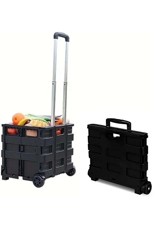 Multi-Functional Portable Folding Shopping Cart Durable Plastic Storage Organizer Box with Handle