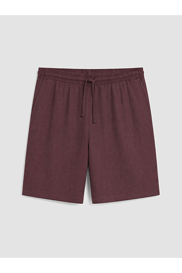 Lcwaikiki Curve Mürdüm Large Size Linen Blend Women's Trousers
