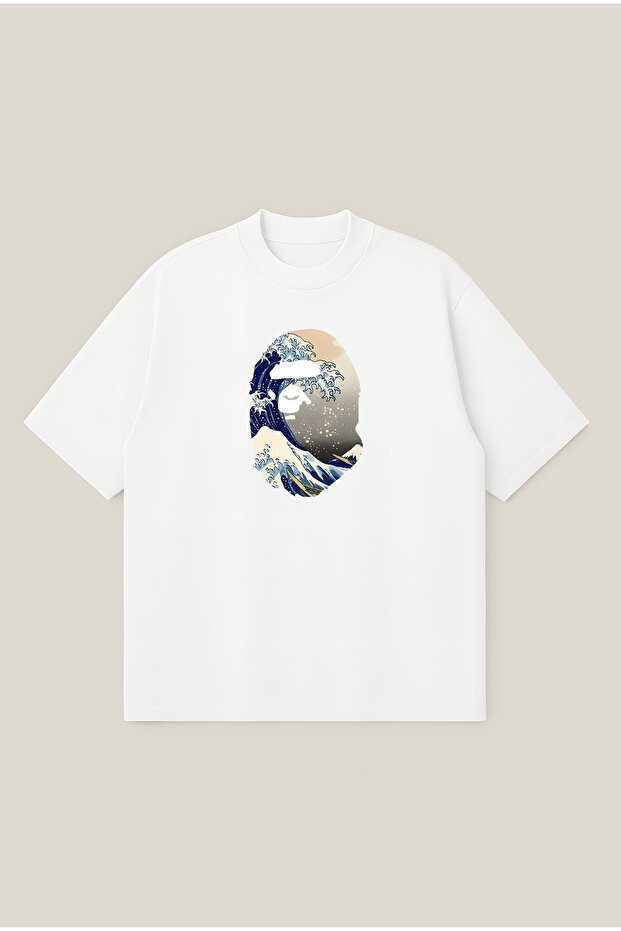 Winter Bape Printed Oversize Boxy Cut Unisex 100% Cotton Tshirt | Streetwear