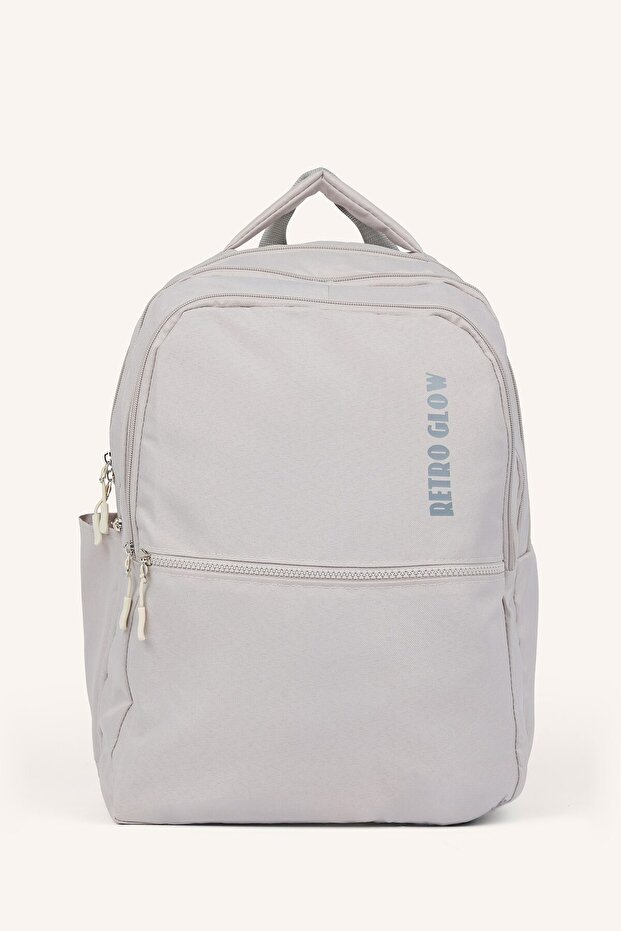 Waterproof Lettering Printed Zippered Backpack F0523Axns