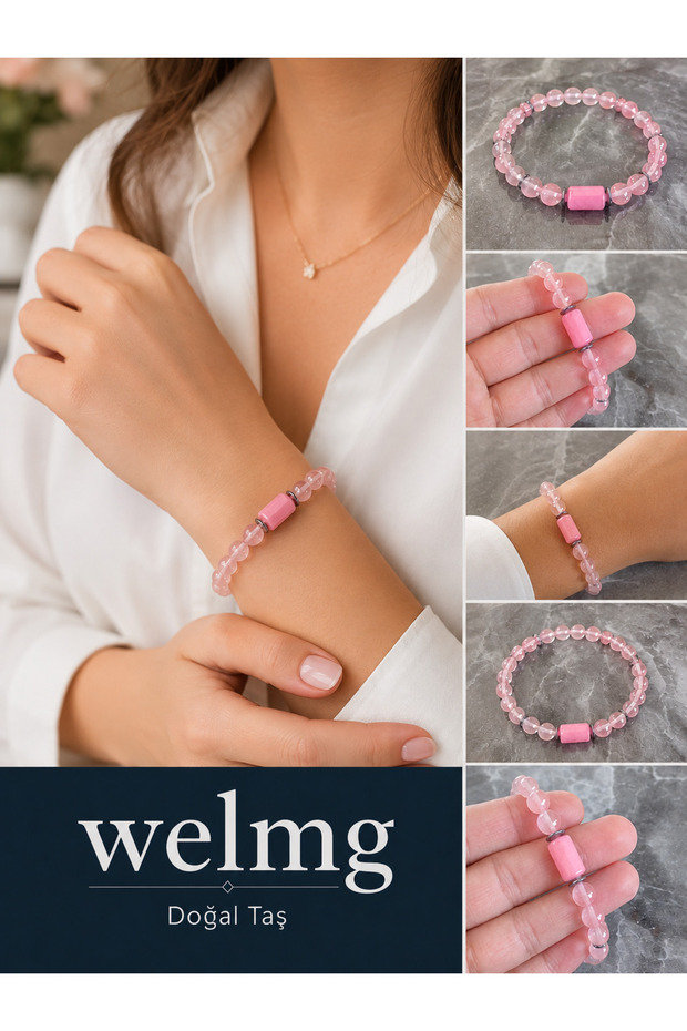 Pink Quartz Bracelet - Natural Stone Bracelet