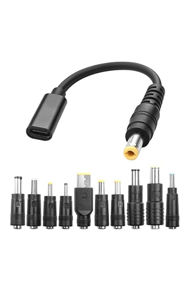 كيبل محول USB الى تيار مستمر، كيبل شحن طاقة من النوع سي الى تيار مستمر بي دي 65 واط، كيبل مشغل بي دي