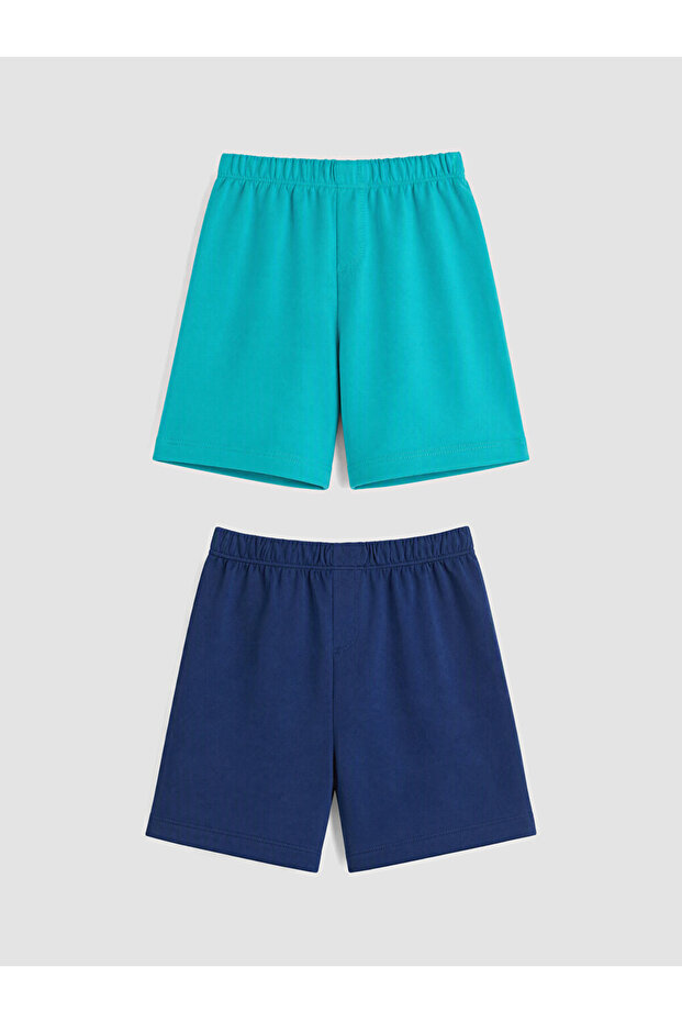 Özmarka New Season Green Elastic Waist Baby Boy Shorts 2-Pack