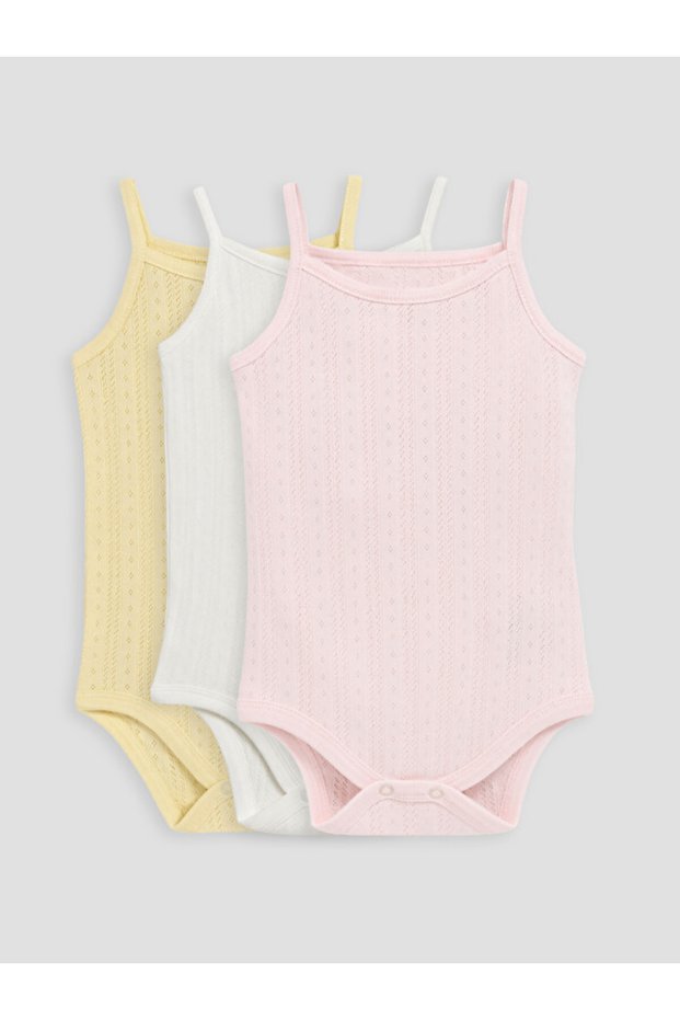 Square Collar Embroidered Baby Girl Snap-On Bodysuit 3-Piece Set from Uzg Store for Style Enthusiasts