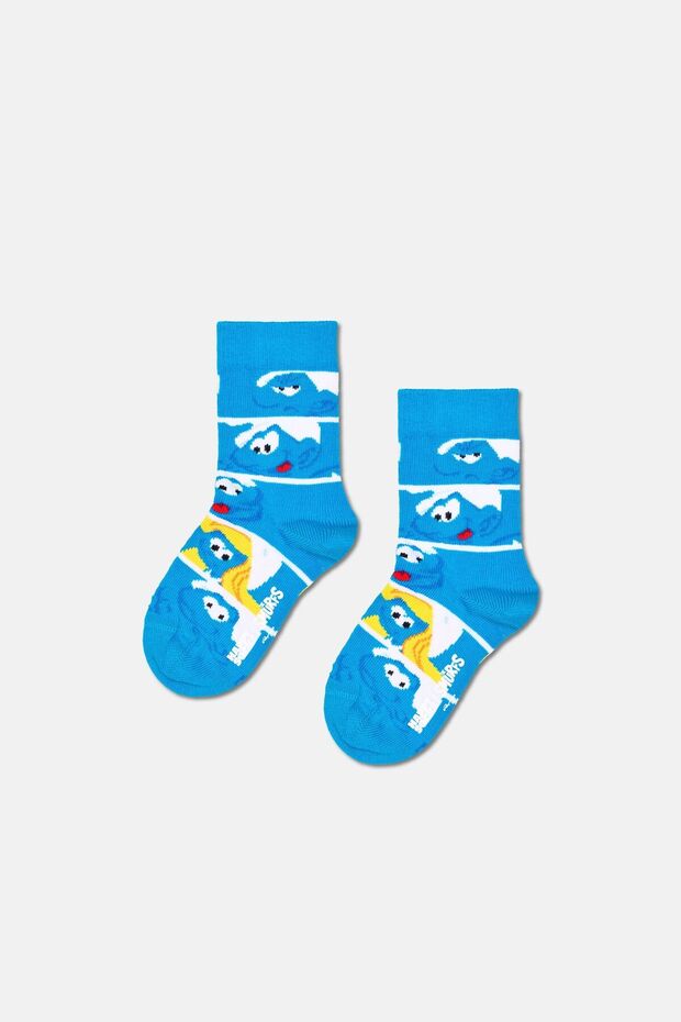 - 4-6 Years Old Smurfs Patterned Blue Children's Cotton Socks
