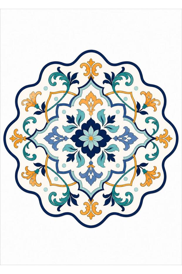 Eta Tile Flower Patterned Modern Woven Base Decorative Carpet Eta4117